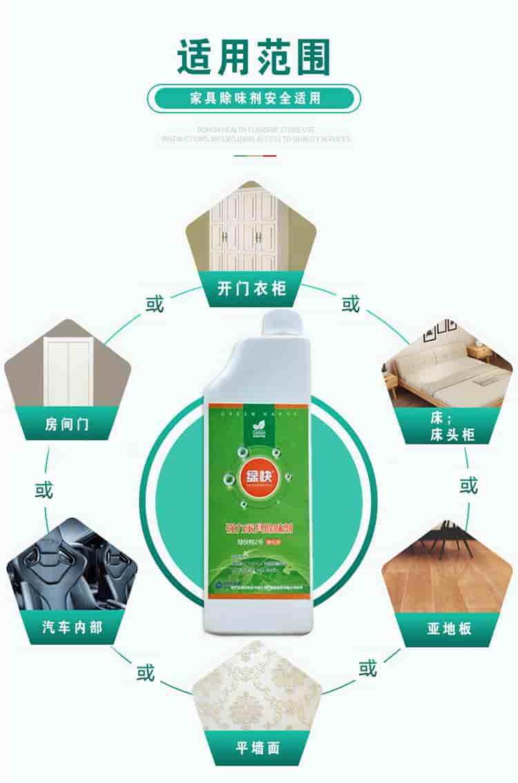 適用范圍，家具除味劑安全適用，開門衣柜，床，床頭柜，亞地板，平面墻，汽車內(nèi)部，房間門
