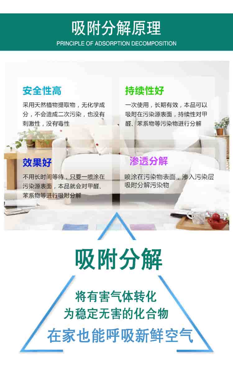 吸附分解原理，吸附分解，將有害氣體轉(zhuǎn)化為穩(wěn)定無害的化合物，在家也能呼吸新鮮空氣