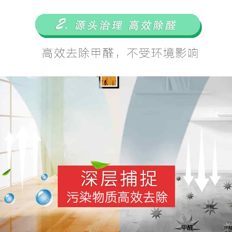 2源頭治理 高效除醛，高效去除甲醛，不受環(huán)境影響，深層捕捉，污染物質(zhì)高效去除